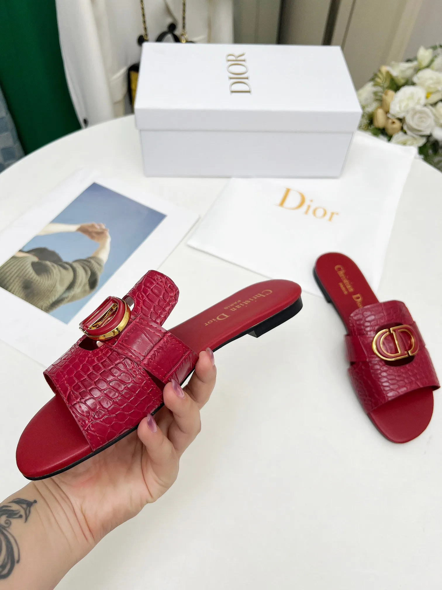 👟👟Ex-factory price 360👟👟 Genuine leather base +30 Dior spring and summer new model 6 colors optional code size 35-42